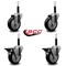Service Caster 4'' Black Poly Wheel Swivel 3/4'' Expanding Stem Caster Set 2 Brakes, 4PK SCC-EX20S414-PPUB-BLK-2-PLB-2-34 - alternate 3
